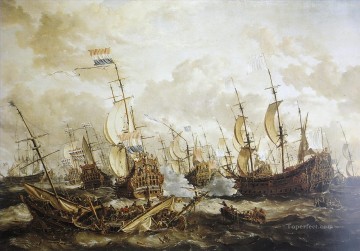Batalla de cuatro días Batallas navales. Pinturas al óleo